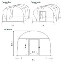 <strong>Serre de Jardin Tunnel 18 m2</strong><br/>3x6 M - CAPUCINE